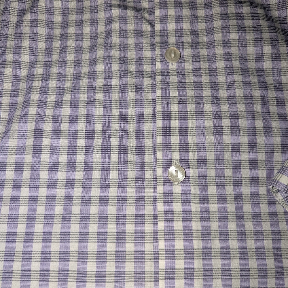 Kenneth Cole Men's Large Slim Fit Purple Plaid Long Sleeve Button Down Shirt - Picture 2 of 6